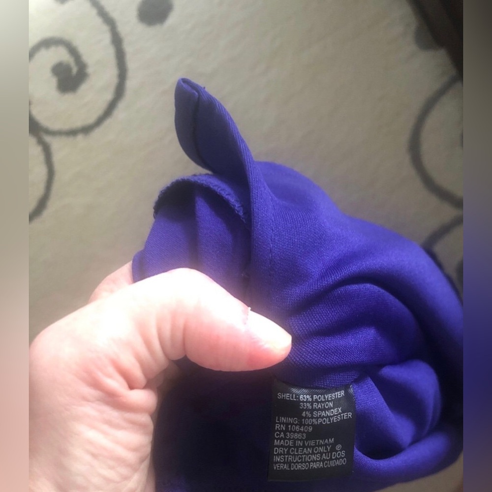 NWOT Tahari ASL Royal Blue Purple Crew Neck Daisy Dress Size 12 - Picture 9 of 9